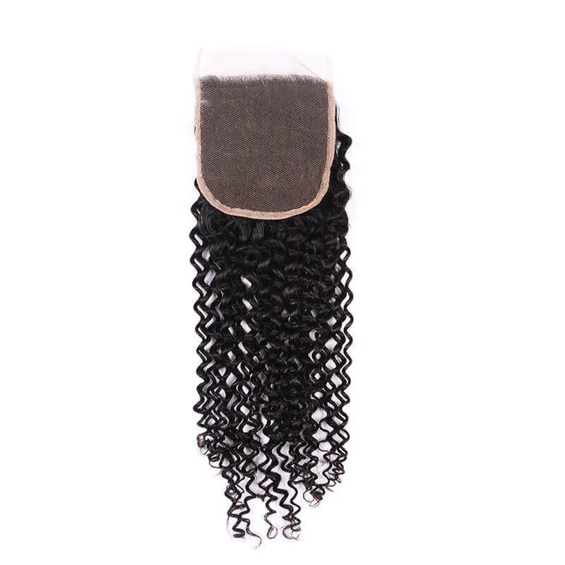 Transparent HD Swiss Thinner lace Fashion Curly Human Hair Lace Closure With Baby Hair Bleached Knots Lace Size 5x5