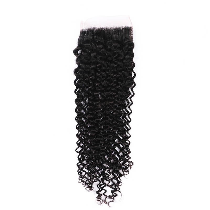 Transparent HD Swiss Thinner lace Fashion Curly Human Hair Lace Closure With Baby Hair Bleached Knots Lace Size 5x5