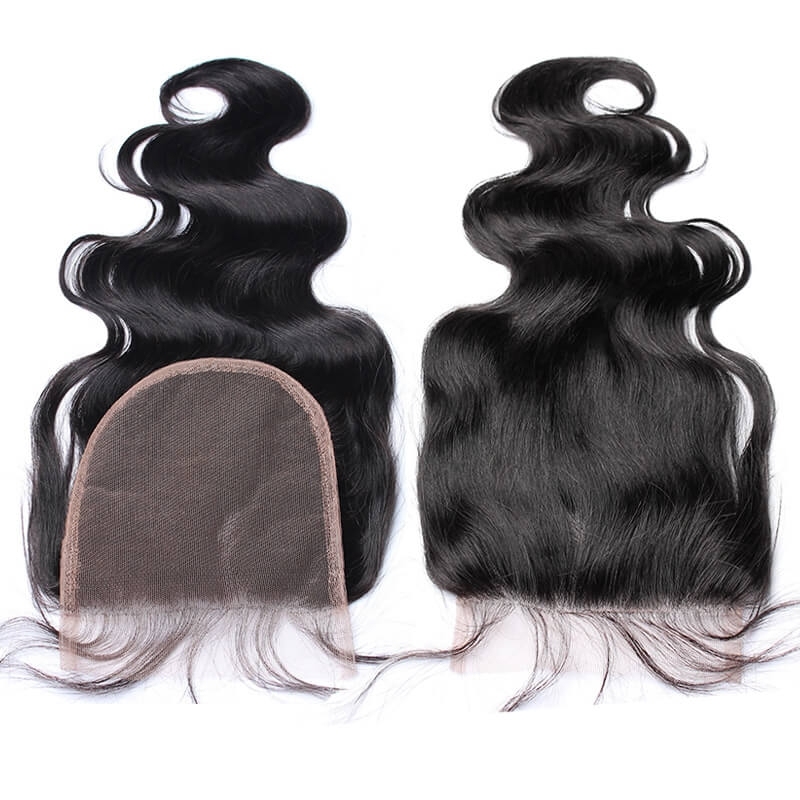 Transparent HD Swiss Thinner lace Unprocessed Brazilian Hair Closure Body Wave 5X5 Lace Closures With Baby Hair Around Natural Color