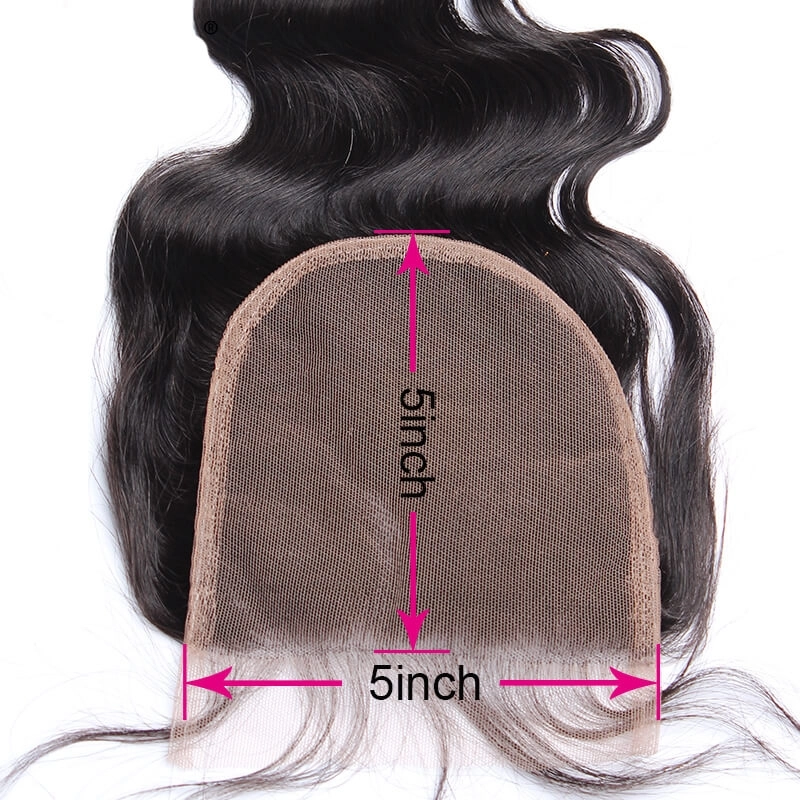 Transparent HD Swiss Thinner lace Unprocessed Brazilian Hair Closure Body Wave 5X5 Lace Closures With Baby Hair Around Natural Color