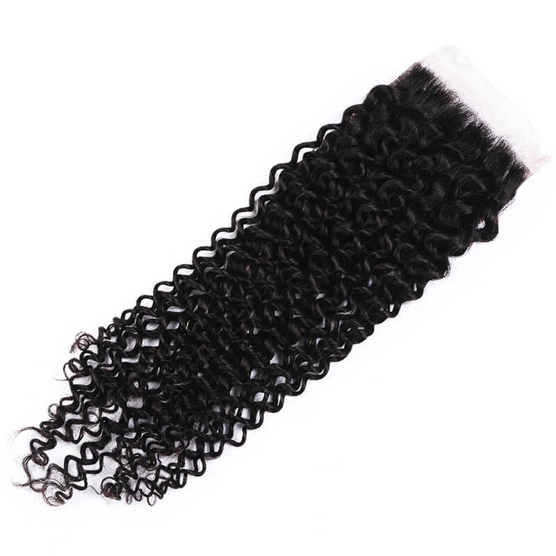 Transparent HD Swiss Thinner lace Fashion Curly Human Hair Lace Closure With Baby Hair Bleached Knots Lace Size 5x5