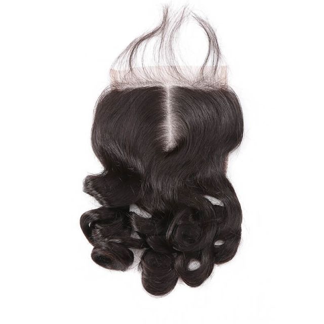 Transparent HD Swiss Thinner lace Middle Part Loose Wave Human Hair Lace Top Closure Size 5x5 Natural Color Bleached Knots