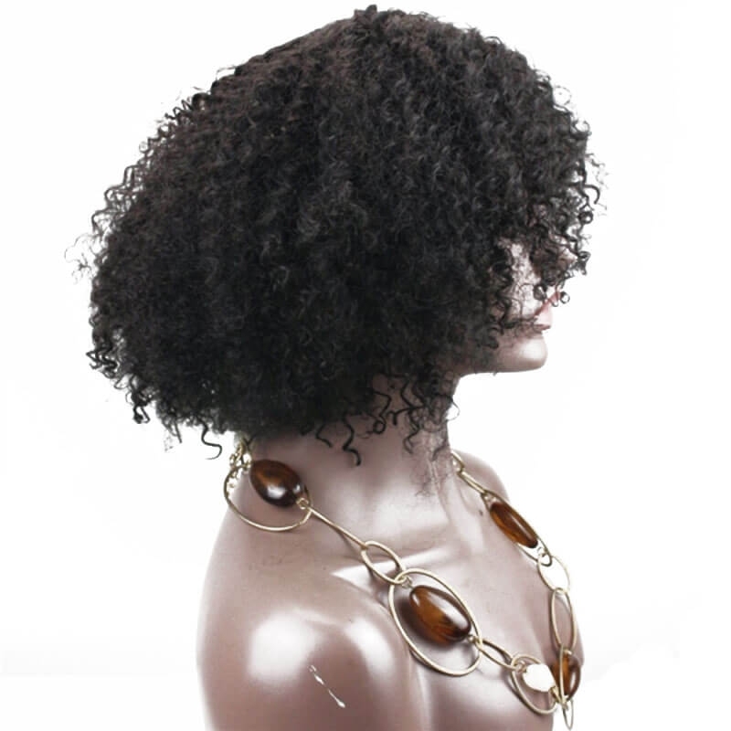 300% High Density Short Kinky Curly Brazilian Human Hair Wigs Afro Kinky Curly Wig for Women 14 inch