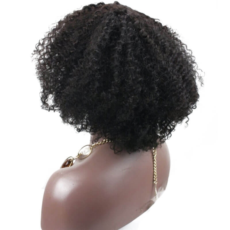 300% High Density Short Kinky Curly Brazilian Human Hair Wigs Afro Kinky Curly Wig for Women 14 inch