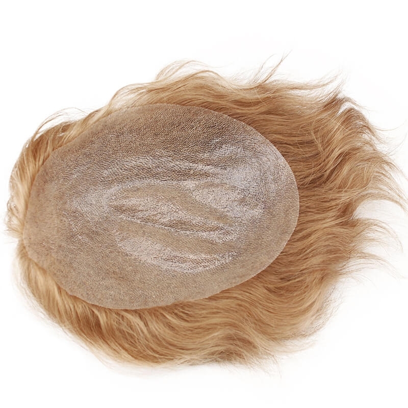 European Virgin human Hairpiece for Men’s Toupee Ultra Transparent Thin Skin PU Replacement Hair Pieces 10”x8” Base Size #21 Color