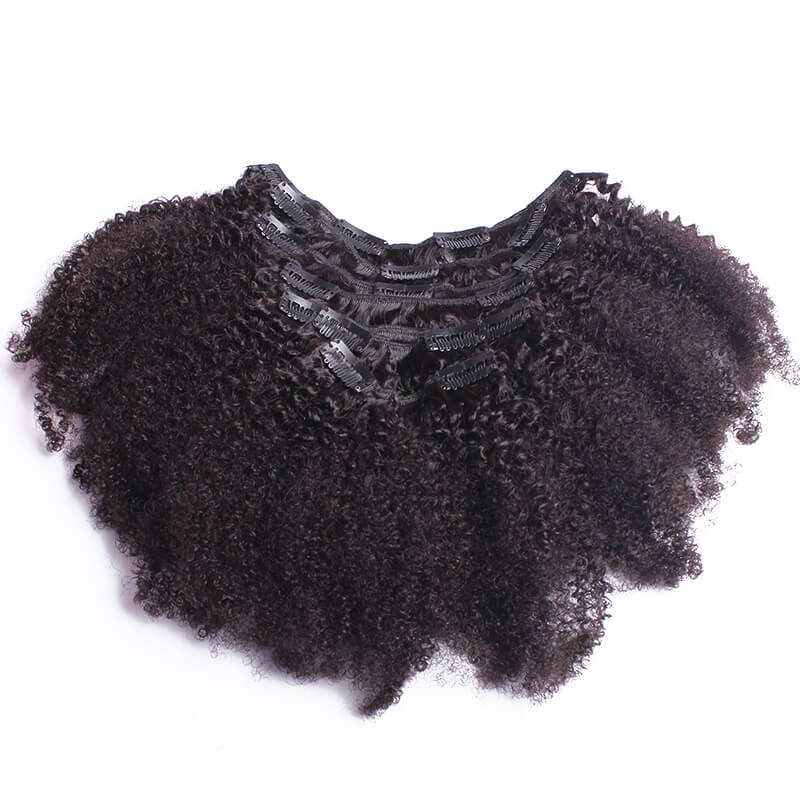 Afro Kinky Curly Hair Clip In Human Hair Extensions 4B 4C Human Natural Hair Clip Ins Brazilian Remy Hair