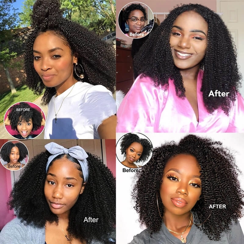 Afro Kinky Curly Hair Clip In Human Hair Extensions 4B 4C Human Natural Hair Clip Ins Brazilian Remy Hair