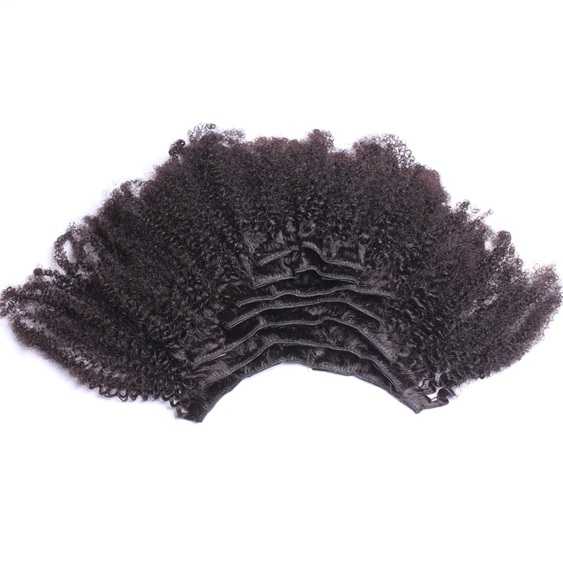 Afro Kinky Curly Hair Clip In Human Hair Extensions 4B 4C Human Natural Hair Clip Ins Brazilian Remy Hair