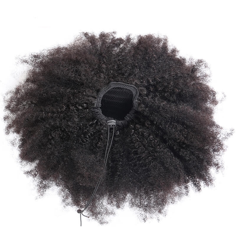 Afro Kinky Curly Ponytail For Women Natural Black Remy Hair 1 Piece Clip In Ponytails Human Hair Products