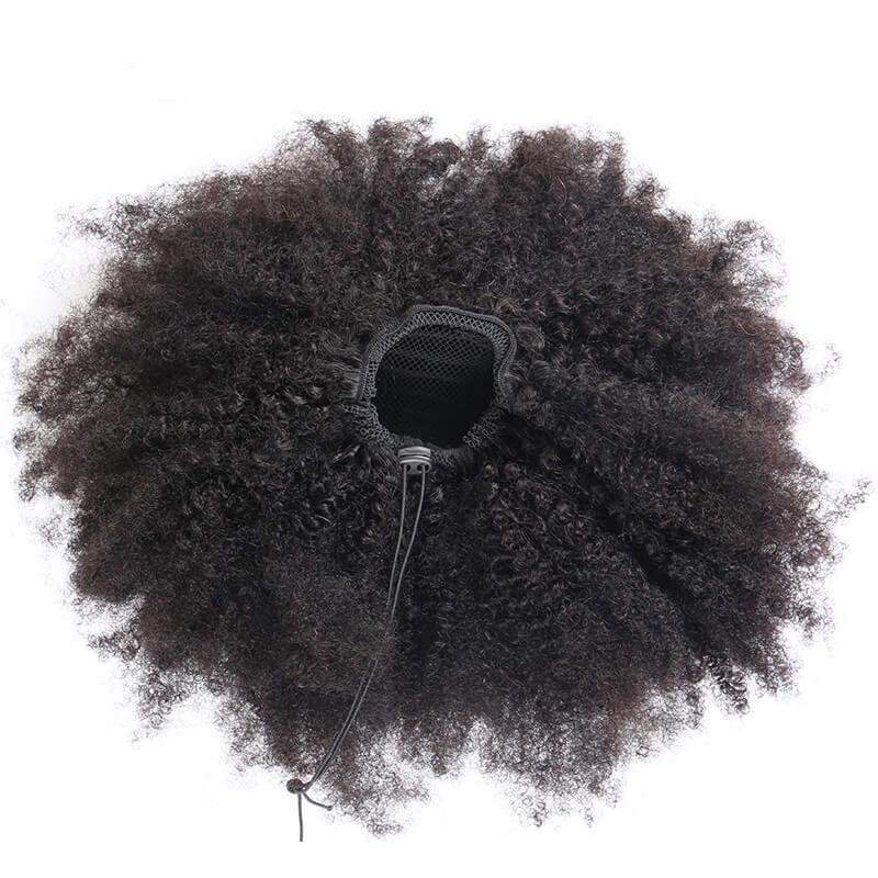 Afro Kinky Curly Ponytail For Women Natural Black Remy Hair 1 Piece ...