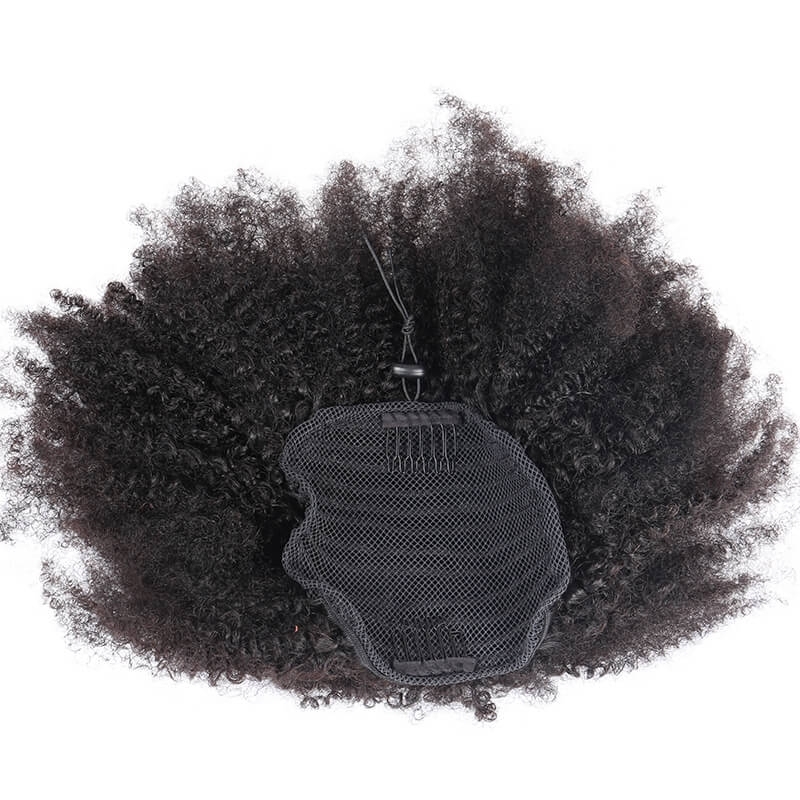 Afro Kinky Curly Ponytail For Women Natural Black Remy Hair 1 Piece Clip In Ponytails Human Hair Products