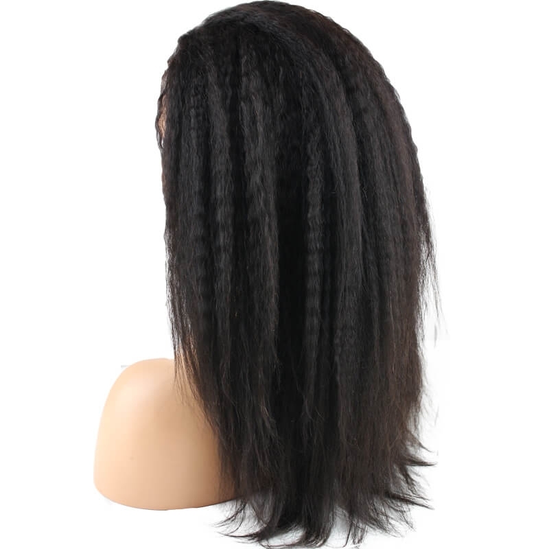 Fashion Kinky Straight Lace Front Natural Color Brazilian Human Hair Lace Front Wig Pre Plucked Natural Hair Line