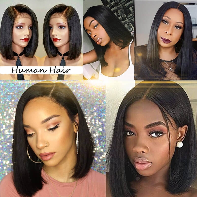 13x6 Deep Part Human Hair Lace Front wig Side Part Straight Brazilian Hair Wig Pre Plucked Hairline