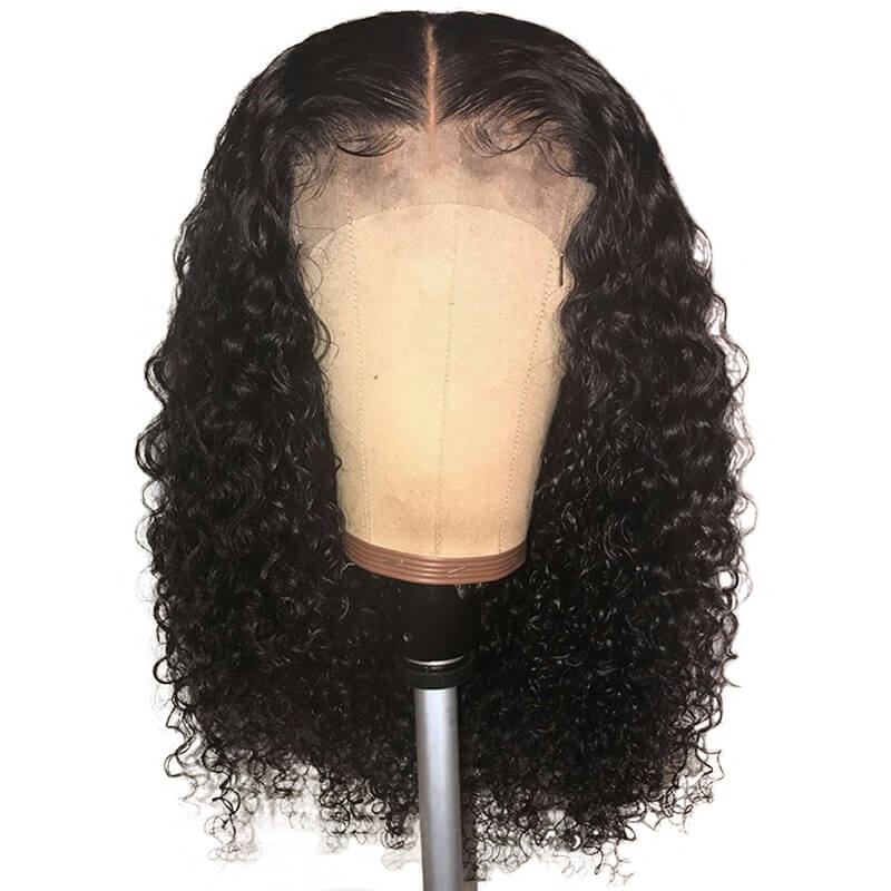 Middle Part Brazilian Natural Color Curly Hair Full Lace Wig Pre Plucked Hair Line With Baby Hair