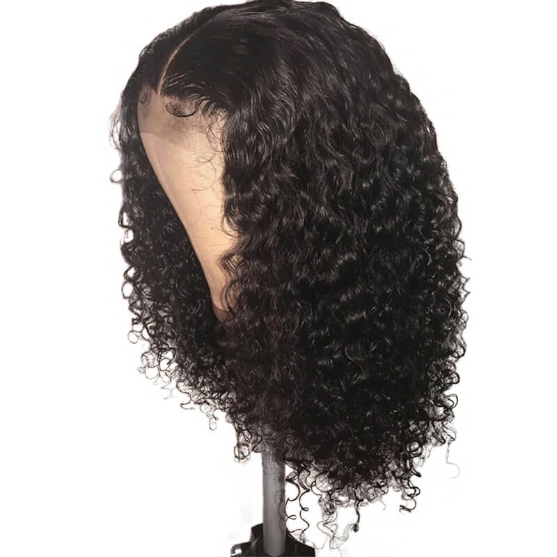 Middle Part Brazilian Natural Color Curly Hair Full Lace Wig Pre Plucked Hair Line With Baby Hair