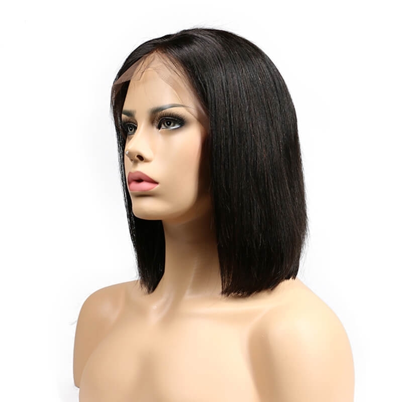 Silky Straight Natural Color Human Hair 13x6 Lace Frontal Wigs Middle Parting Pre Plucked Hair Line