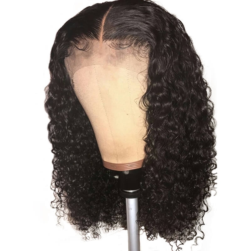 Middle Part Brazilian Natural Color Curly Hair Full Lace Wig Pre Plucked Hair Line With Baby Hair