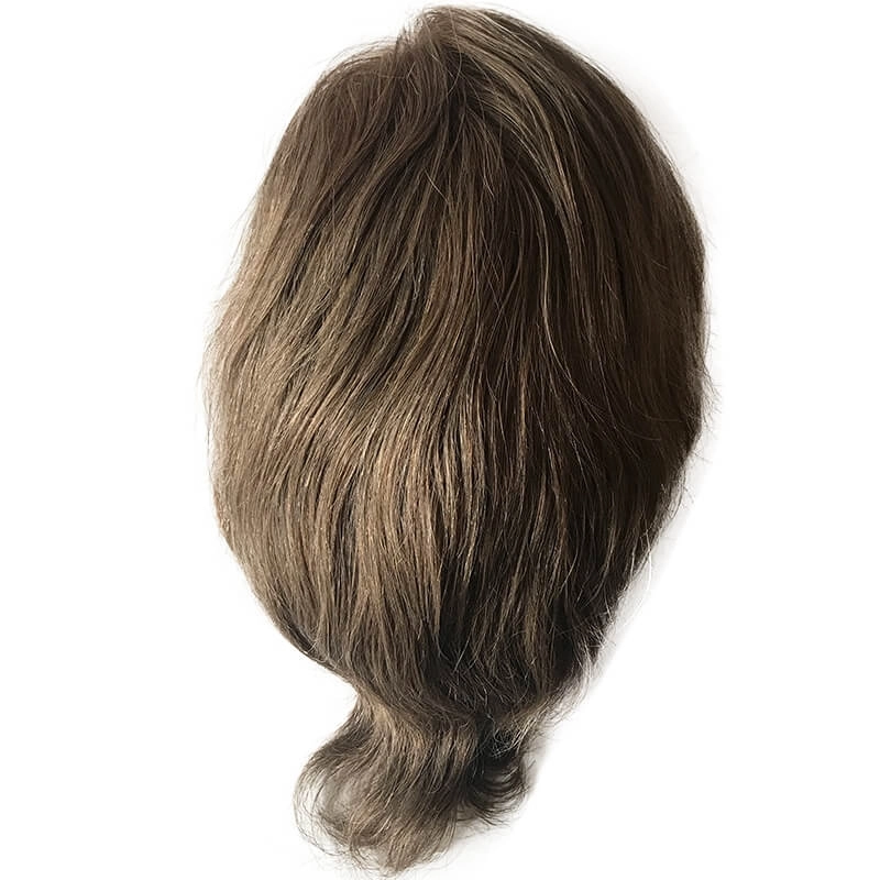 Size 10x8 Human Hair 7# Brown Mens Toupee Thin Skin Around with Mono Lace