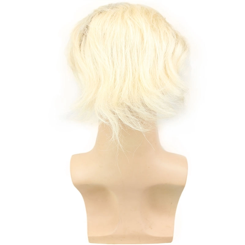 Toupee for Men with Transparent Swiss Lace with PU Around 10x8 Brazilian Human Hair Straight Hair Pieces for Men #60 Platinum Blonde