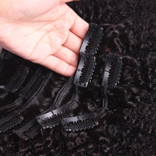 3B 3C Kinky Curly Clip In Human Hair Extensions Nautral Color Clip-in Full Head 7 Pcs Non-remy Hair 120G