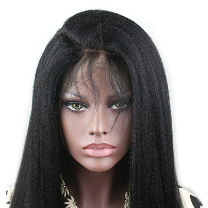 Yaki Straight Glueless Lace Front Human Hair Wigs 10A Unprocessed Brazilian Remy Human Hair Italian Yaki Lace Front Wig with Baby Hair