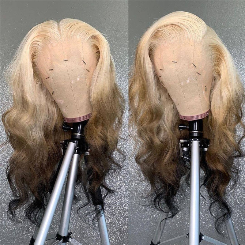 Peruvian Hair Blonde Ombre Color Natural Wave Lace Front Wig