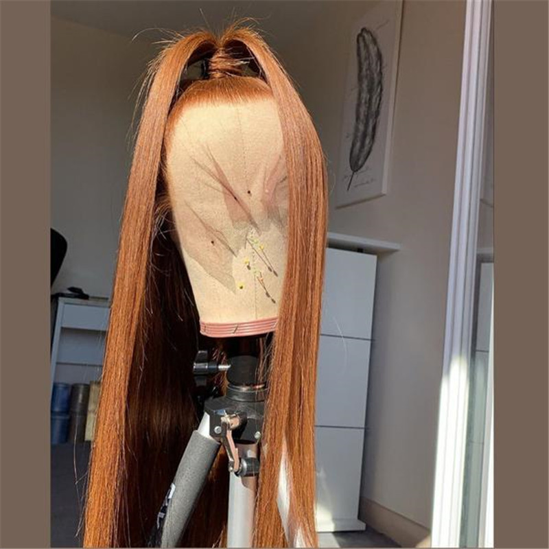 Human Hair Lace Front Warm Brown Straight Fashion Wig