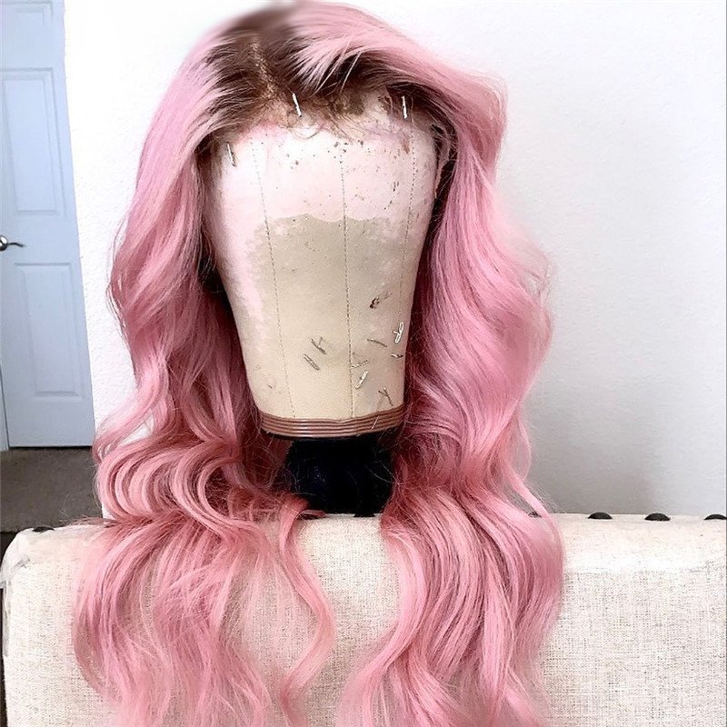 Body Wave Pink Colored Human Hair Wigs For Women Malaysian Remy Hair Brown Blonde Ombre Highlight HD Lace Front Wig Transparent