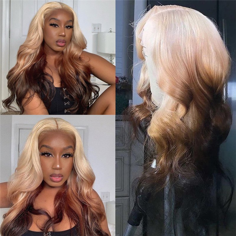 Body Wave Ash Blonde Lace Front Wig Human Hair Brazilian Remy Hair Straight 613 Highlight Brown Lace Front Wig Pre Plucked