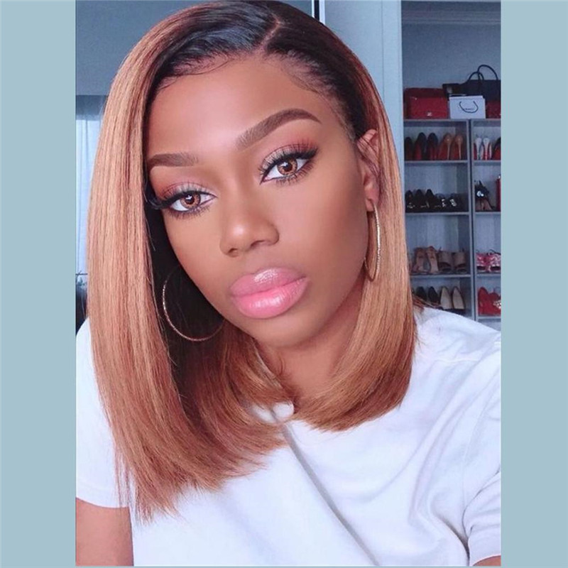 Brazilian Hair Lace Front Blonde Ombre Color Bob Wig