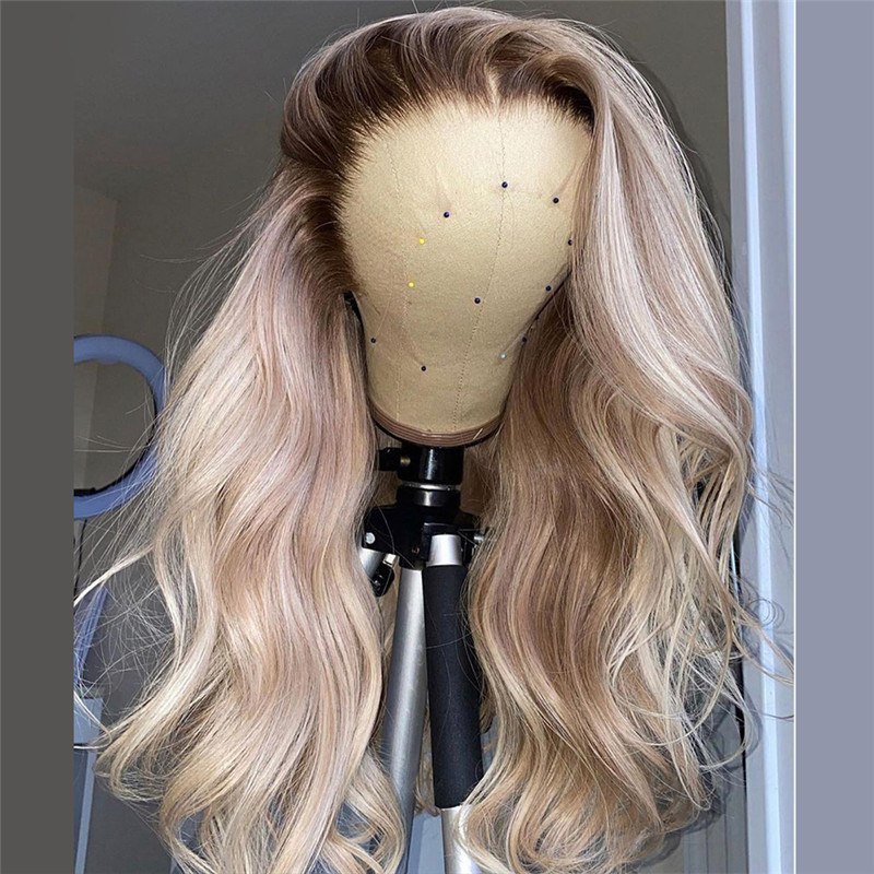 150% Ombre Blonde Part Lace Front Human Hair Wigs For Women Pre Plucked Bralizian Remy Highlight Wig Body Wave Lace Front Wig