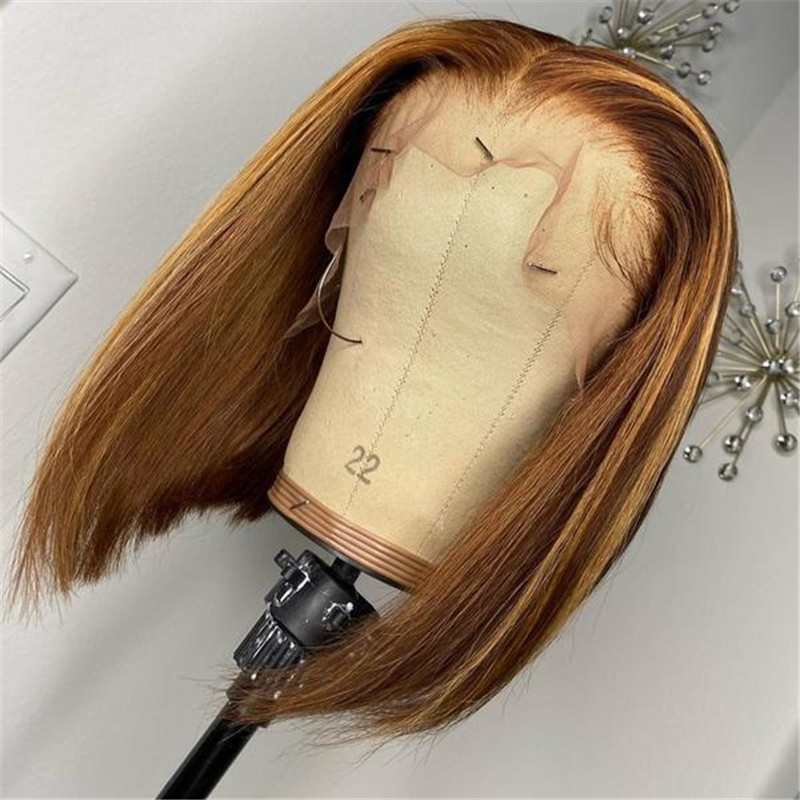 Human Hair Blond Ombre Color Lace Front Bob Wig