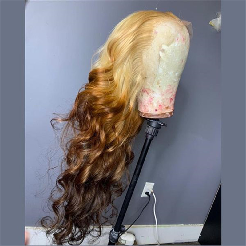 Human Hair 613 Blonde With Brown Ombre Color Lace Wig