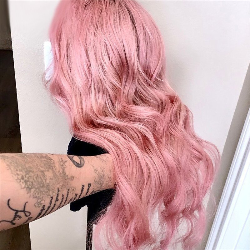 Body Wave Pink Colored Human Hair Wigs For Women Malaysian Remy Hair Brown Blonde Ombre Highlight HD Lace Front Wig Transparent