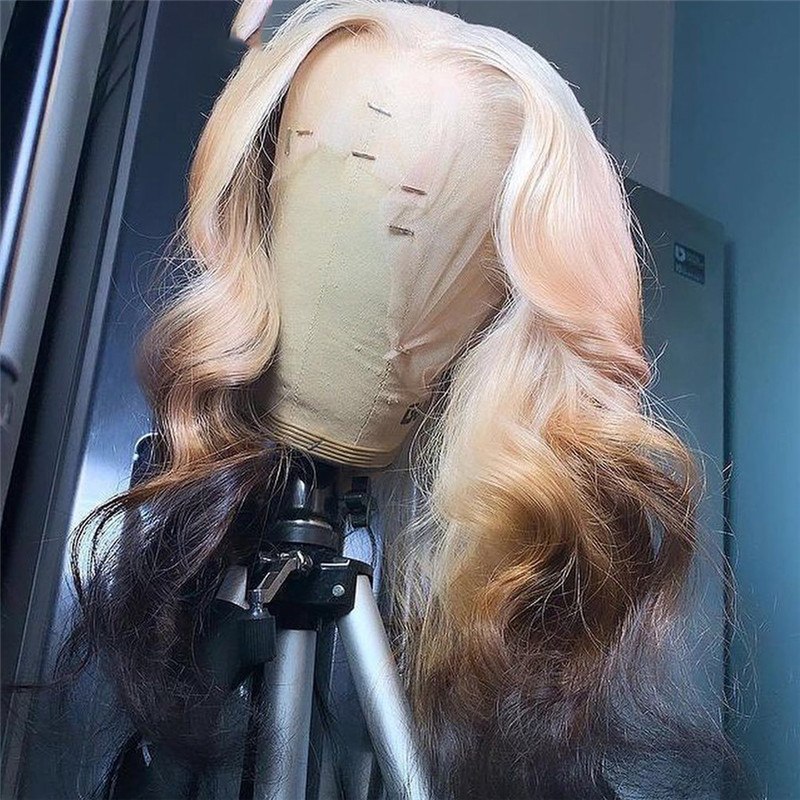 Body Wave Ash Blonde Lace Front Wig Human Hair Brazilian Remy Hair Straight 613 Highlight Brown Lace Front Wig Pre Plucked