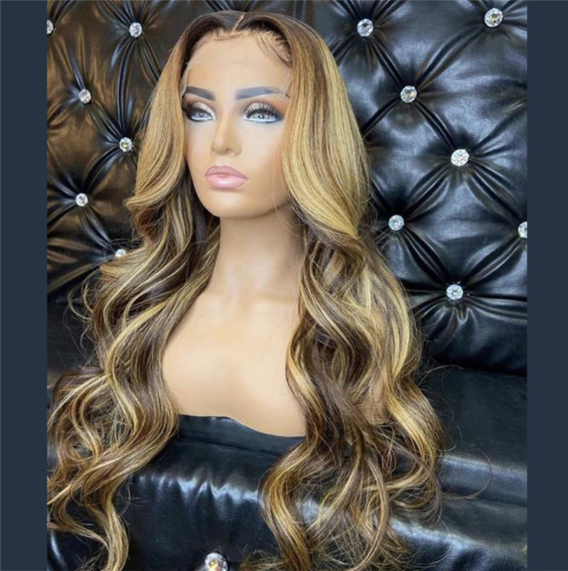 Brazilian Hair Blond Ombre Color HD Light Brown  Lace Front Wig