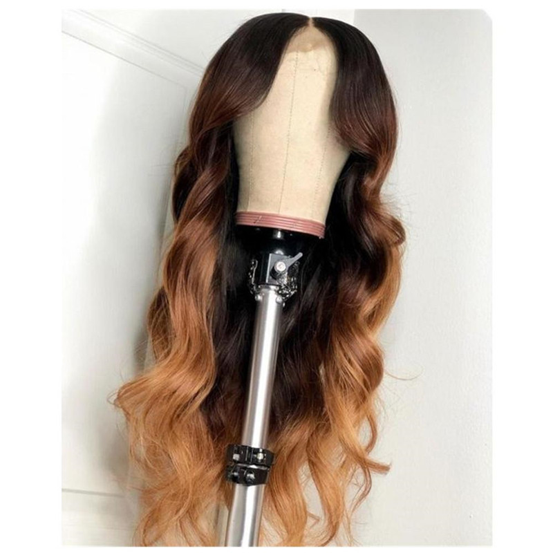 Brazilian Hair Brown And Blond Ombre Color Lace Front Wig