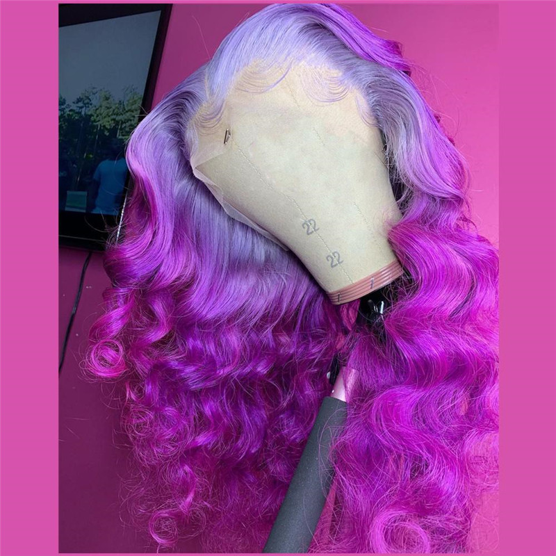 Peruvian Hair Purple Ombre Color Lace Front Fashion Wig