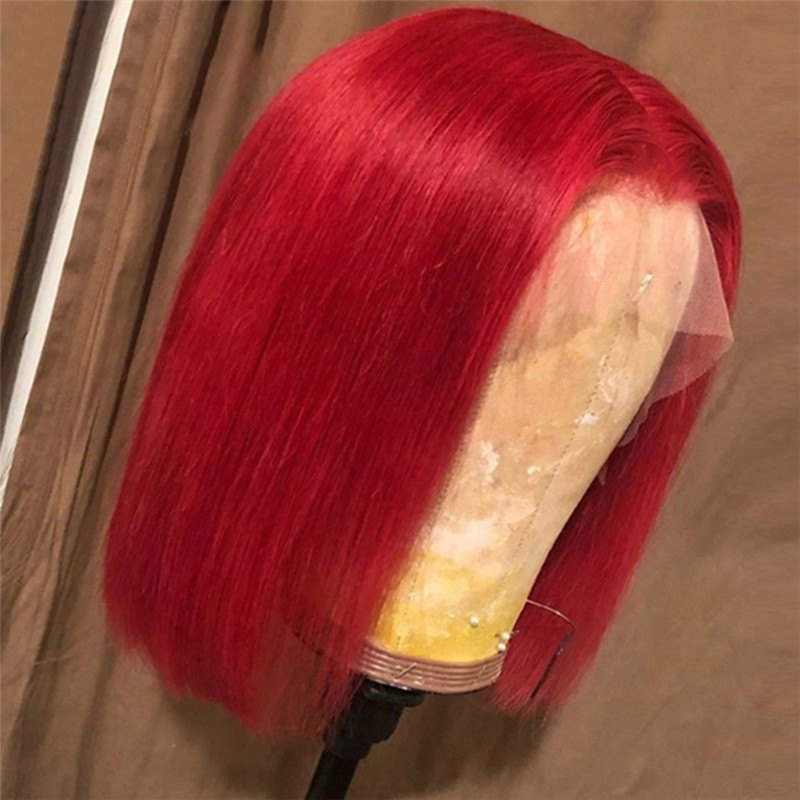 Red Colored Human Hair Wigs 150% Wig Brazlian Remy 13x4 Lace Front Human Hair Wigs For Black Women Pre Plucked Red Wig