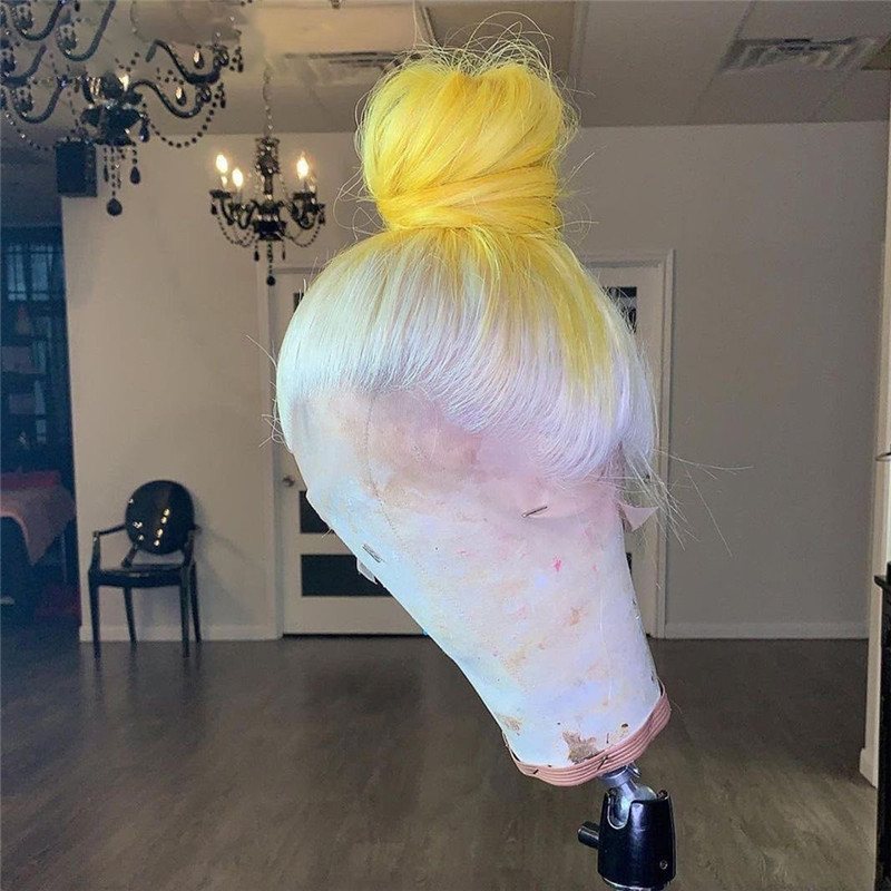 Transparent Lace Wigs #60 Yellow Colored Human Hair Wigs Body Wave Brazilian Remy Brown Yellow Ombre Lace Front Wig Closure Wig