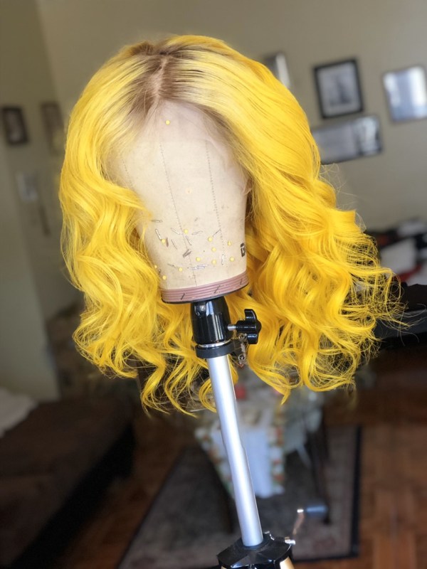 Transparent Lace Wigs # Brown Yellow Ombre Colored Human Hair Wigs Body Wave Brazilian Remy Lace Front Wig Closure Wig