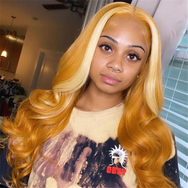 150% Body Wave Honey Blonde Highlight Wig Brazilian 13x4 Lace Front Wig Omber Human Hair Wigs Part Lace Wigs For Women