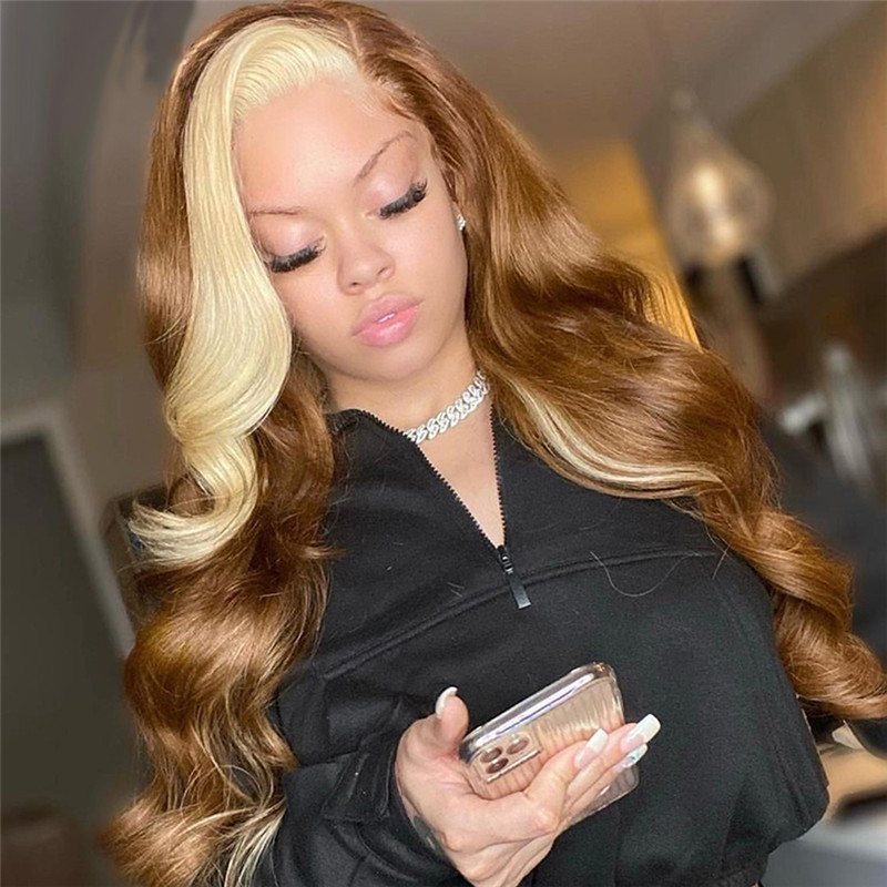 150% Body Wave Honey Blonde Highlight Wig Brazilian 13x4 Lace Front Wig Omber Human Hair Wigs Part Lace Wigs For Women