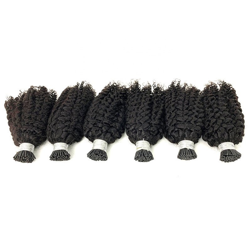 Natural Raw Virgin Hair Remy Kinky Curly I Tips Cuticle Aligned Hair Extensions I Tips