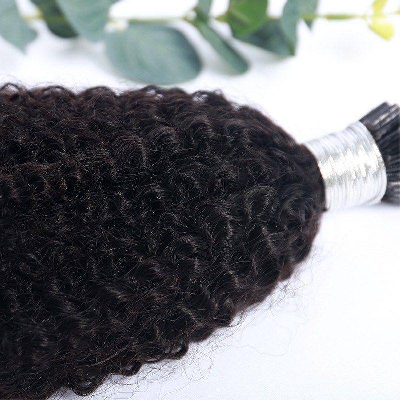 Indian Keratin Virgin Remy I Tip Micro 4B4C Afro Kinky Curly  Itip Hair Extensions