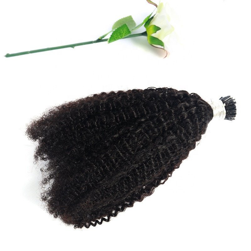 Natural  4B 4C Virgin Hair I Tip  Afro Kinky Curly  100G/Bundle I Tip Human Hair Extensions For Women