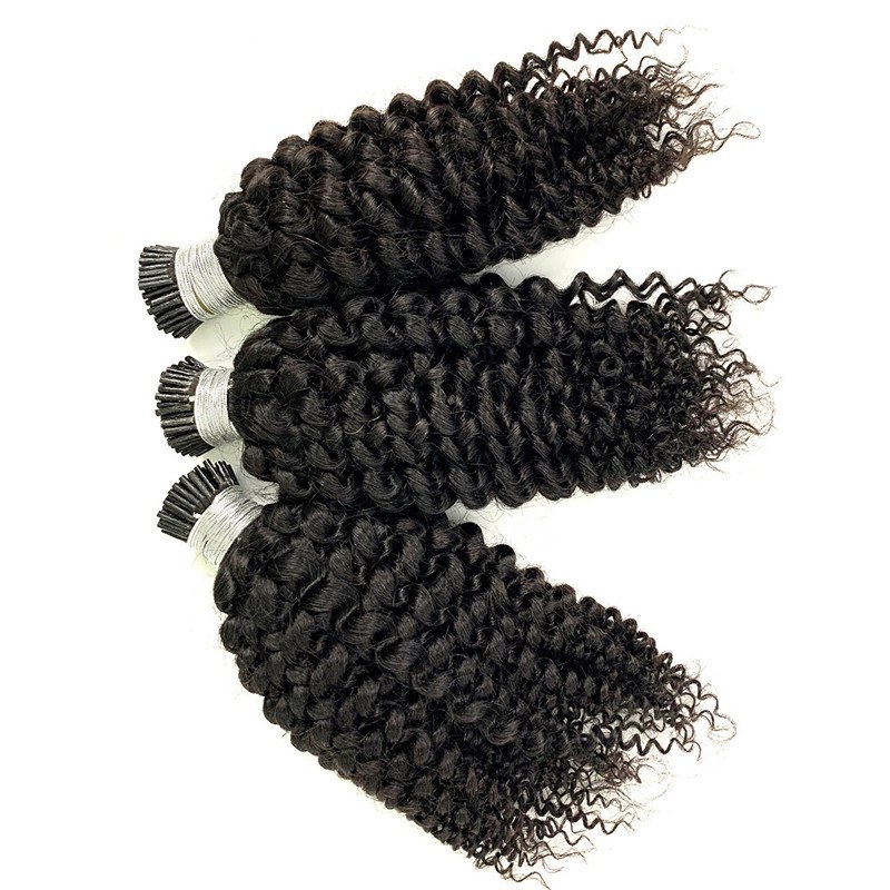 Natural Raw Virgin Hair Remy Kinky Curly I Tips Cuticle Aligned Hair Extensions I Tips