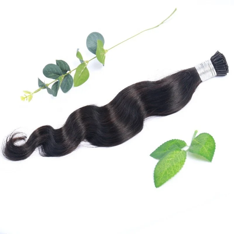 Wholesale  100 Keratin Micro I Tip Brazilian Human Hair Extension Natural Wave