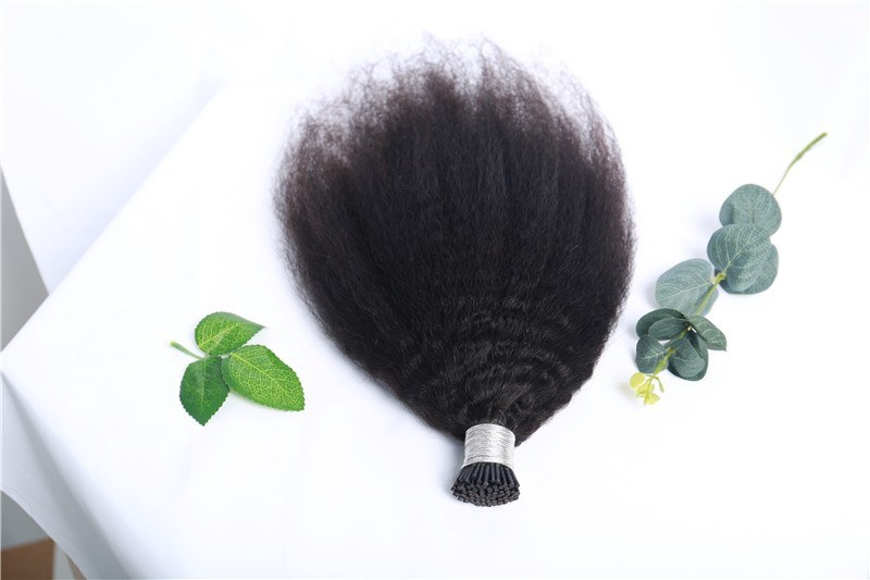 Malaysian Afro Kinky Curly Cuticle Aligned Hair I  Tip Hair Extensions