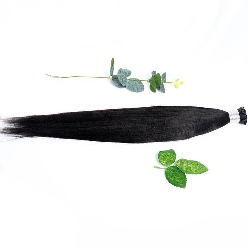 Natural Black Color Yaki Hair Extension I Tips Hair 10A Color Silky I -Tip Light Yaki Straight I Tips